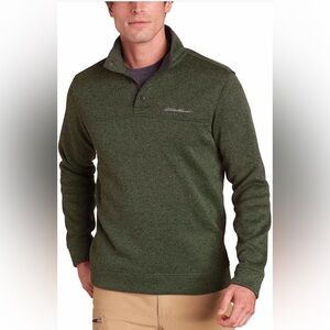 Eddie Bauer Mens Heavyweight Radiator Fleece Quarter Snap Pullover Green size L